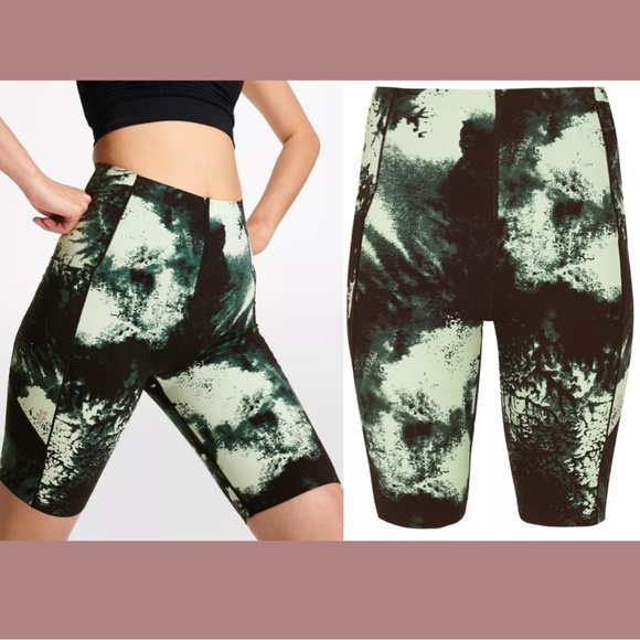 NWT $78 Sweaty Betty [ Small 6 ] Power High Waist‎ Pocket Bike Shorts Green - Picture 2 of 12